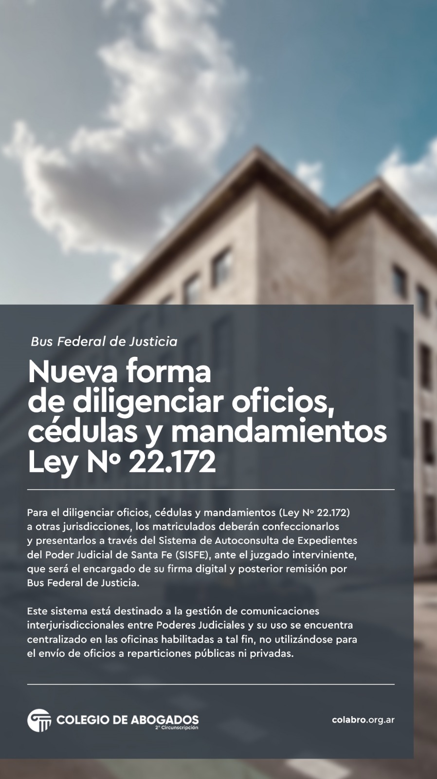 Bus Federal de Justicia: información útil para matriculados